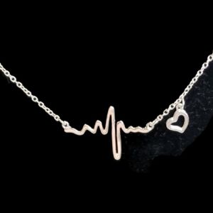 Silver tone heartbeat necklace/ LAST ONE
